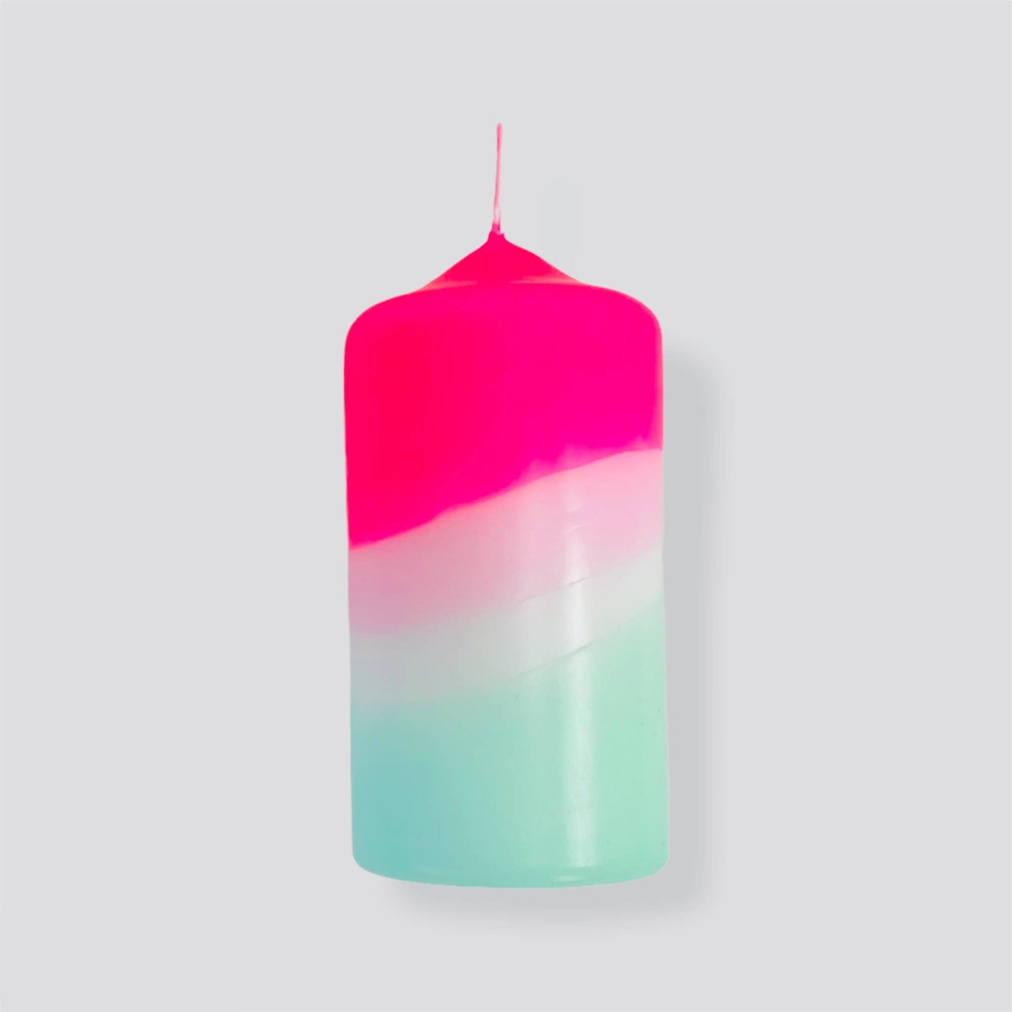 Dip Dye Neon Pillar Candle - Peppermint Tower