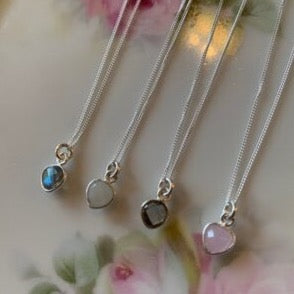 Mini Gemstone Necklace - Silver