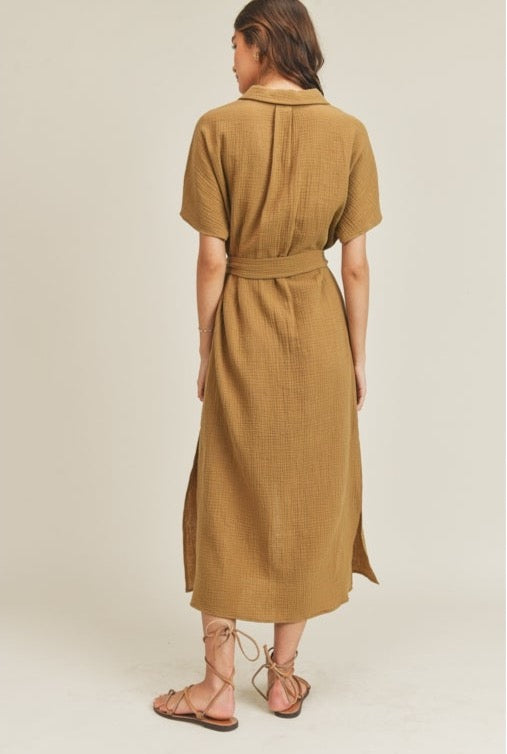 Cool Moss Linen Dress