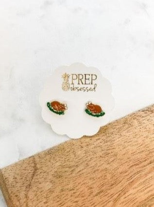 Thanksgiving Turkey Enamel Stud Earrings