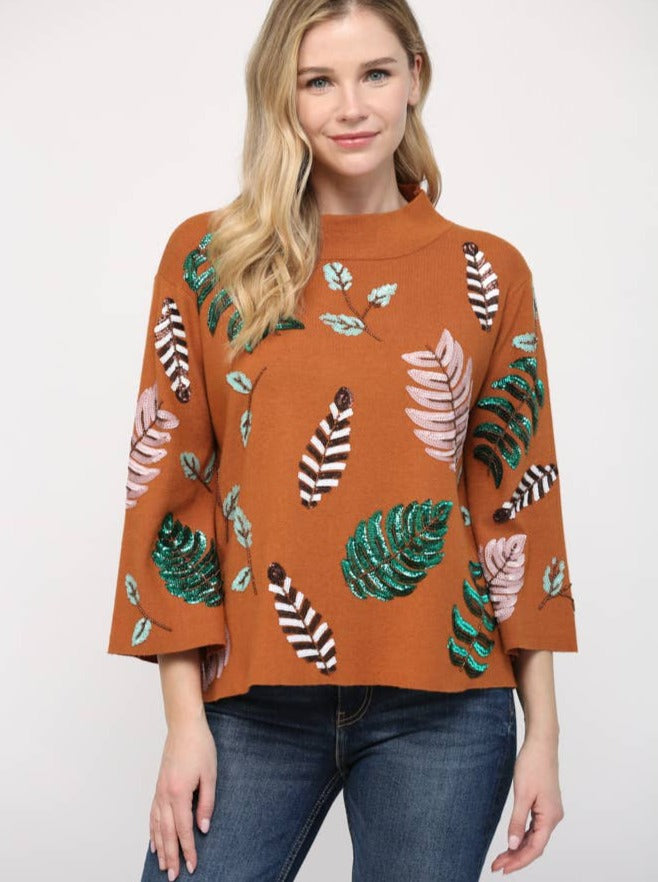 Feathers & Ferns Sequin Sweater