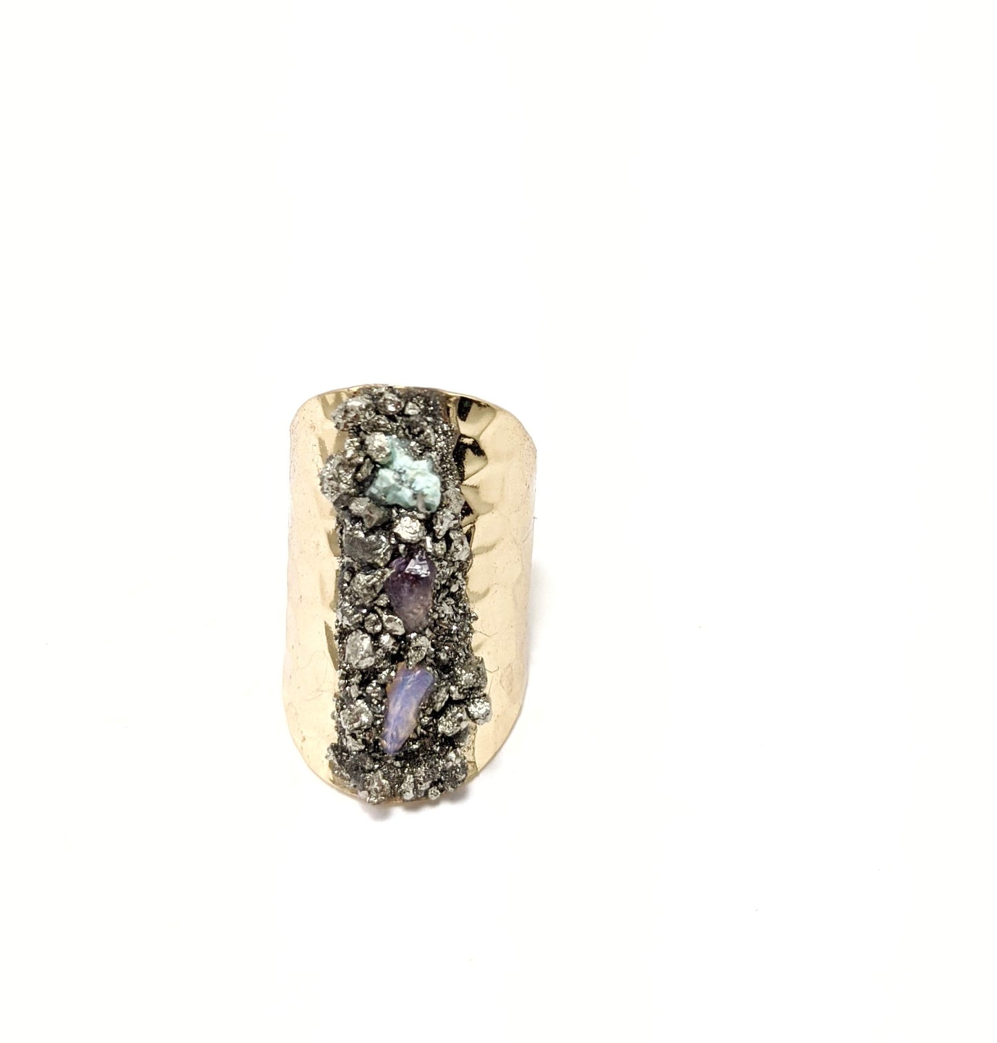 Tri-Color Gemstone Statement Ring