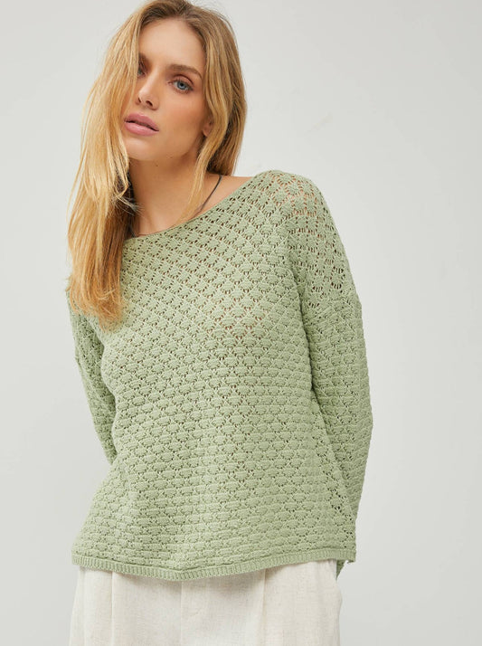 Sage Crochet Knit Sweater