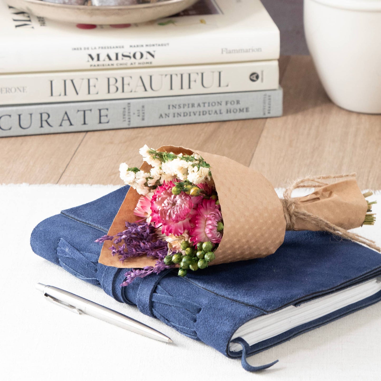 Mini Strawflower & Larkspur Bouquet