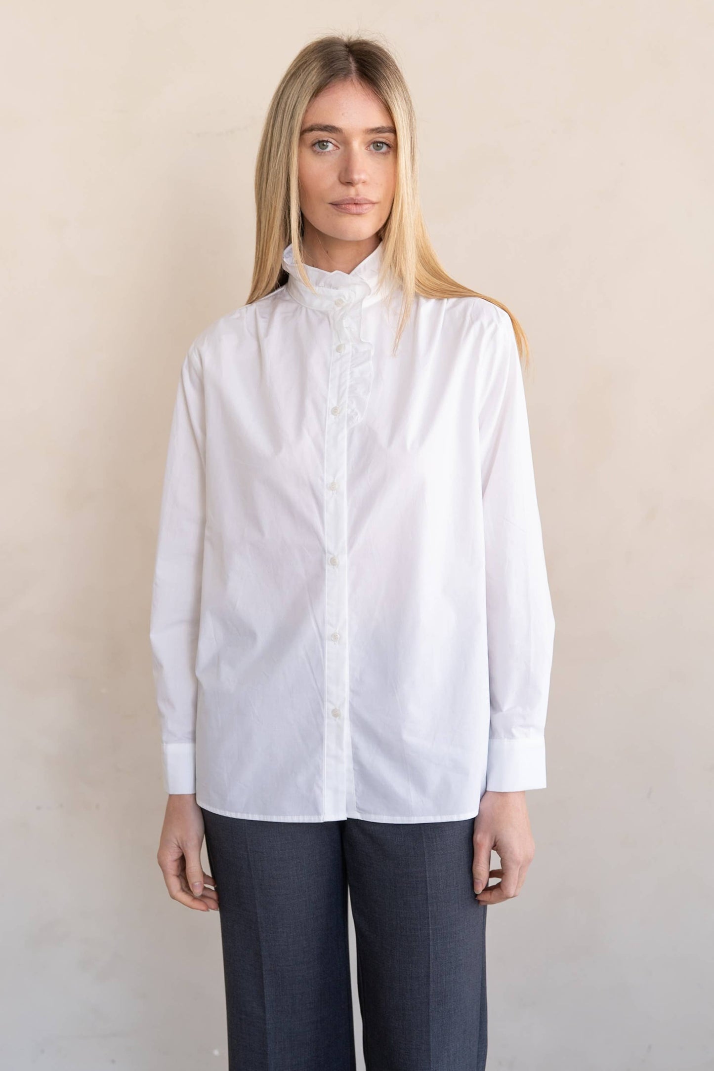 Ruffle Collar Button Blouse