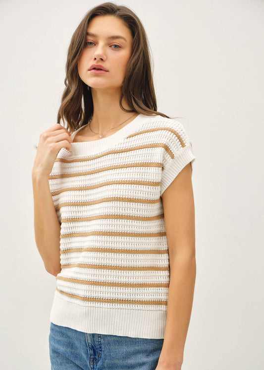 Striped Crochet Knit Top