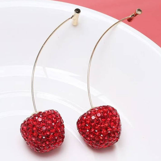 Crystal Cherry Drop Earrings