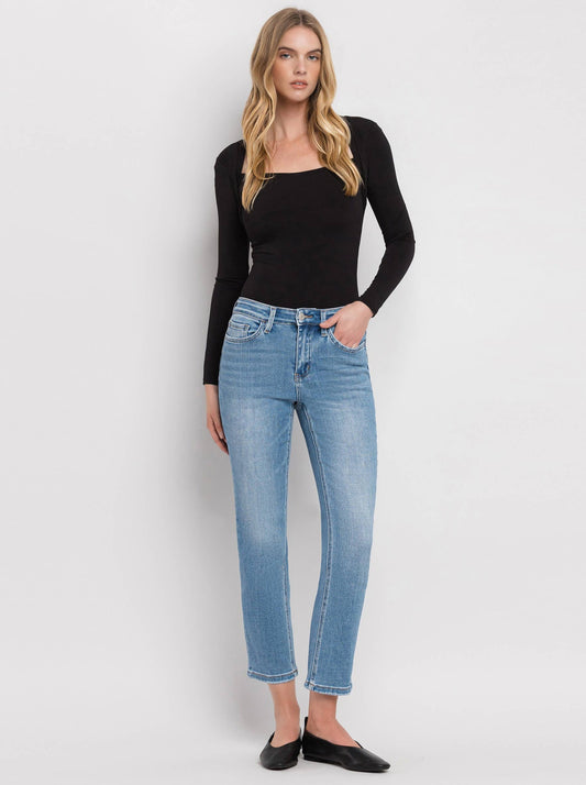 HIGH RISE CROP SLIM STRAIGHT JEANS T5385: PERFECT FOR NOW / 26