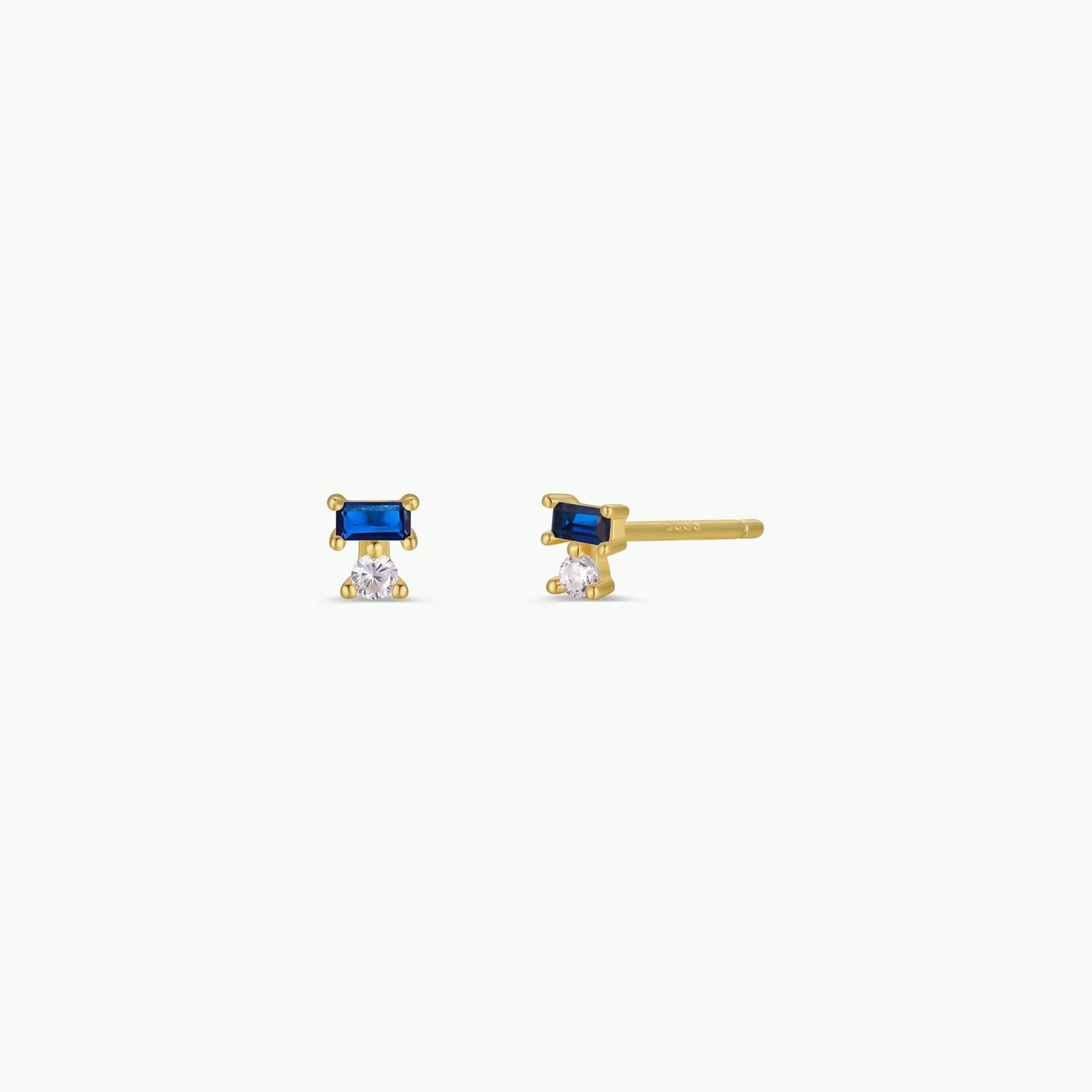 Double Stud Stack - Sapphire & Gold Earrings