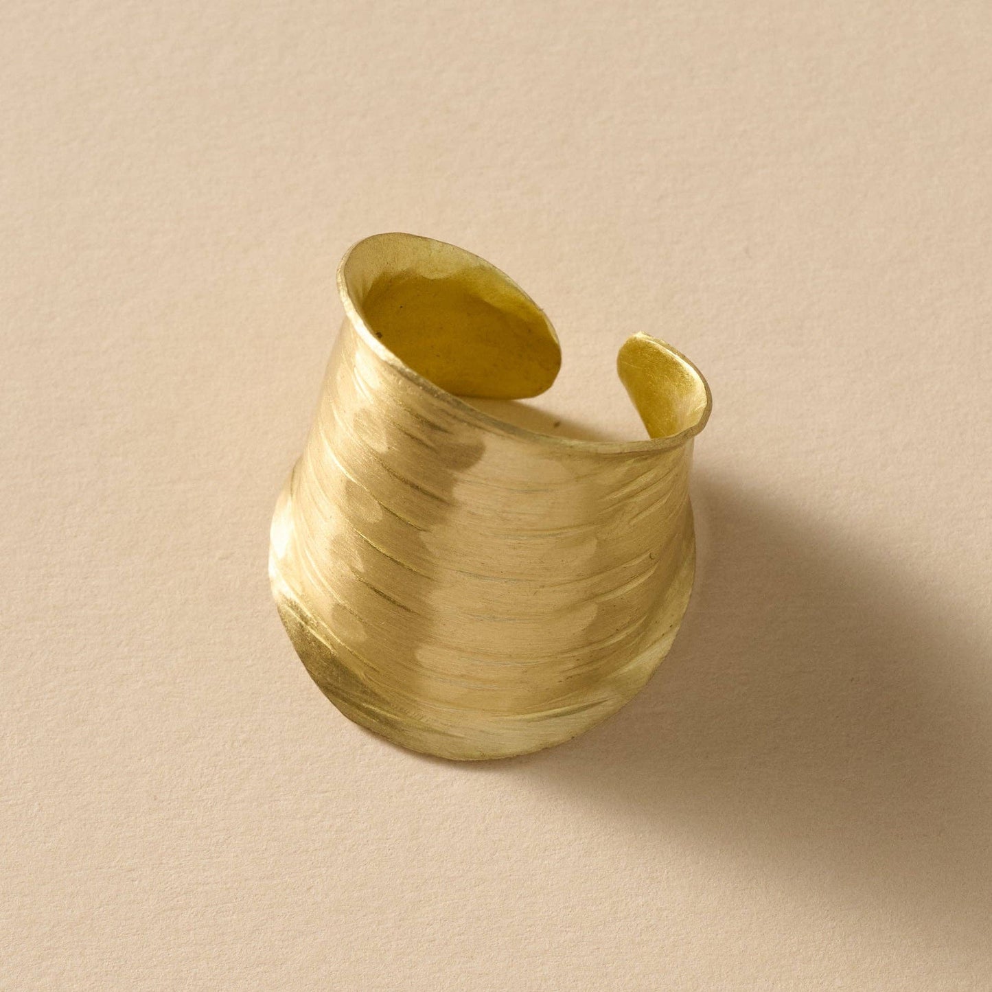 Diva Hammered Brass Cuff Ring