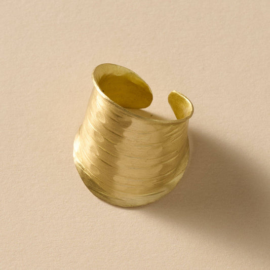 Diva Hammered Brass Cuff Ring