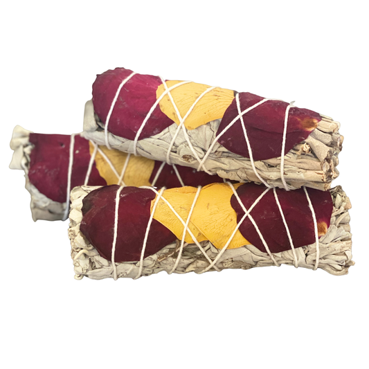 White Sage Smudge Sticks w/ Dried Rose Petals