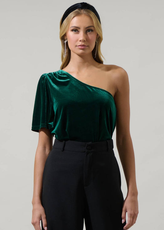 Oliana Velvet One Shoulder Top