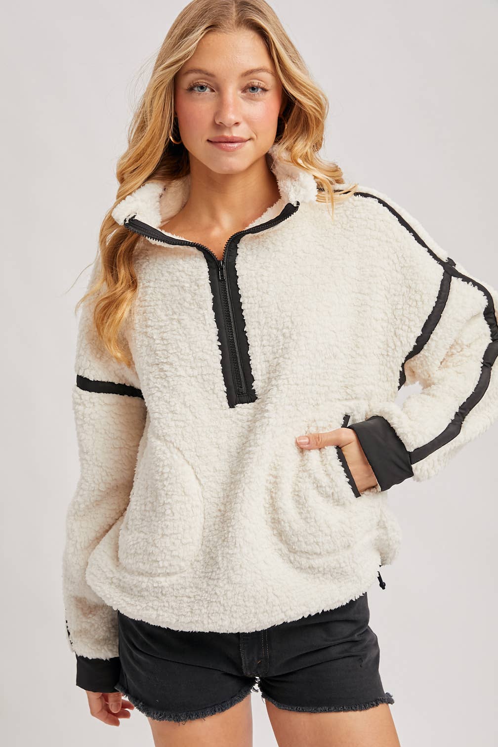 Contrast Sherpa Fleece Top
