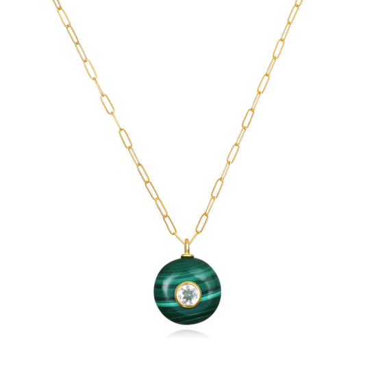Malachite & Topaz Paperclip Necklace