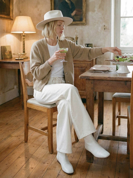 VERVET - Olivia Natural Drawstring Wide Leg Jean