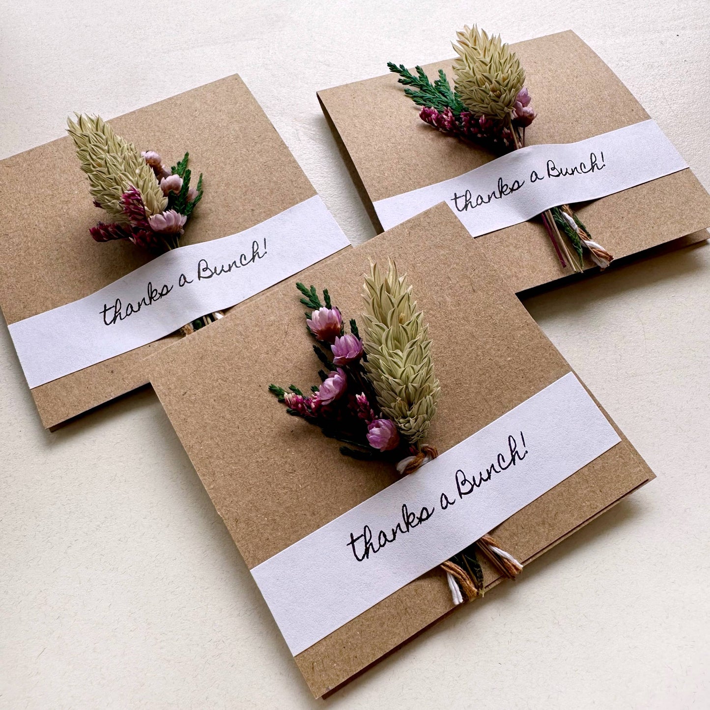 Thanks a Bunch Mini Dried Purple Floral Bouquet Card
