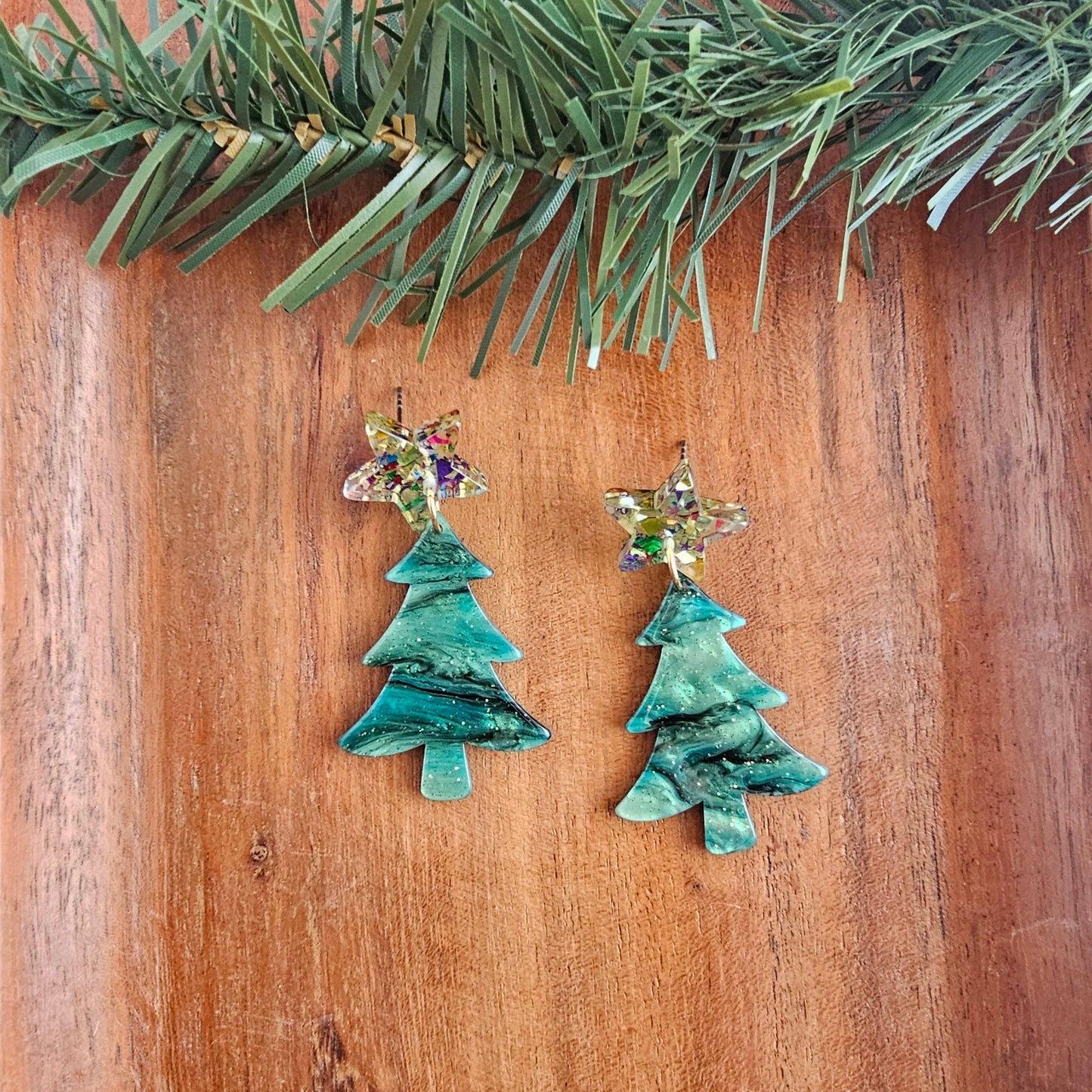 Star Christmas Tree Earrings