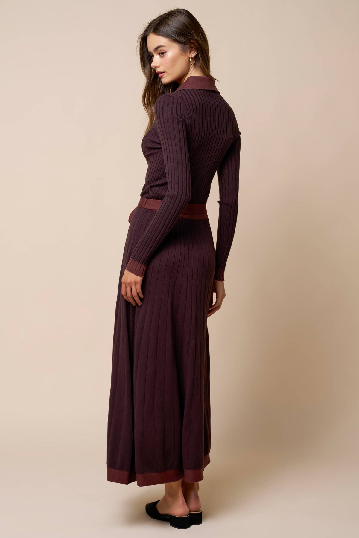 Rich Chocolate Knit Midi Dress