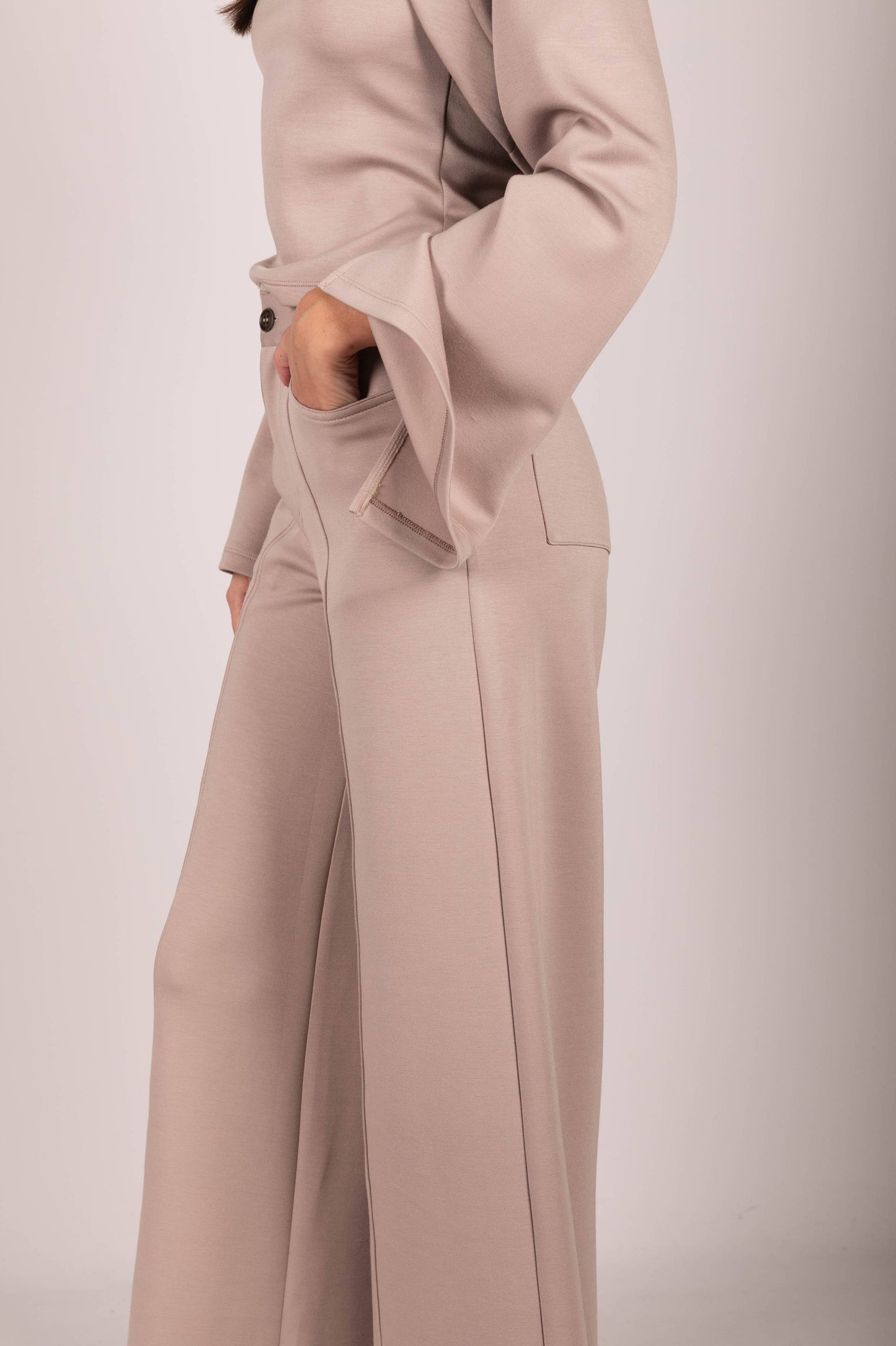 P. CILL Butter Modal Pleated Wide Leg Trousers