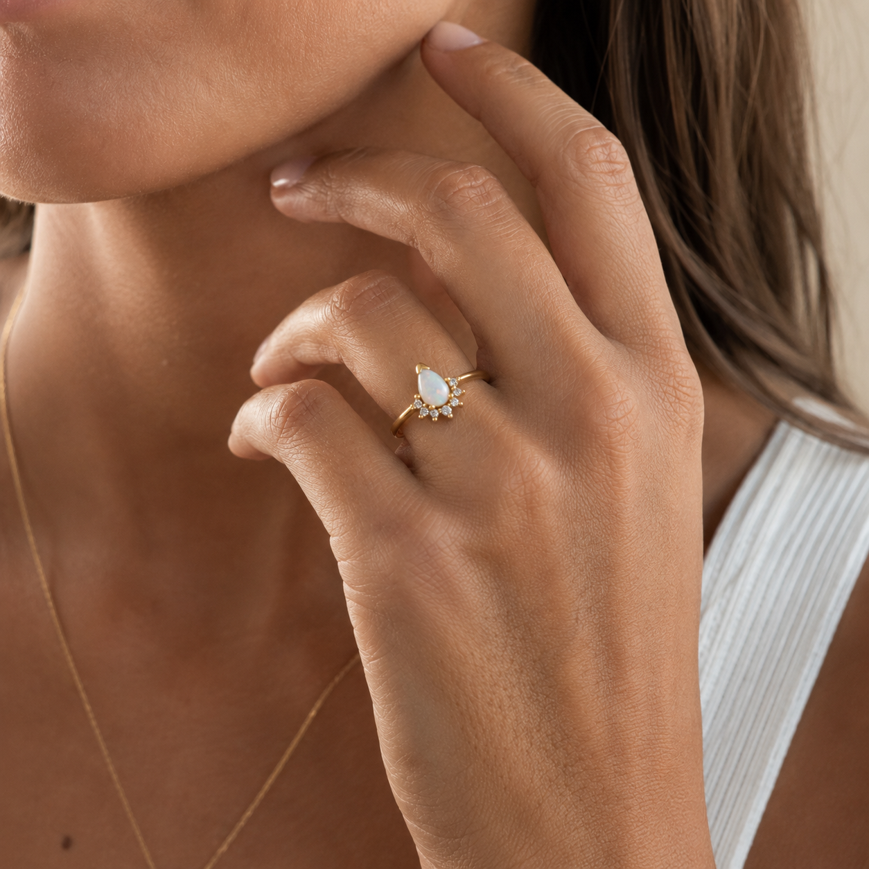 Opal Burst Gold Ring