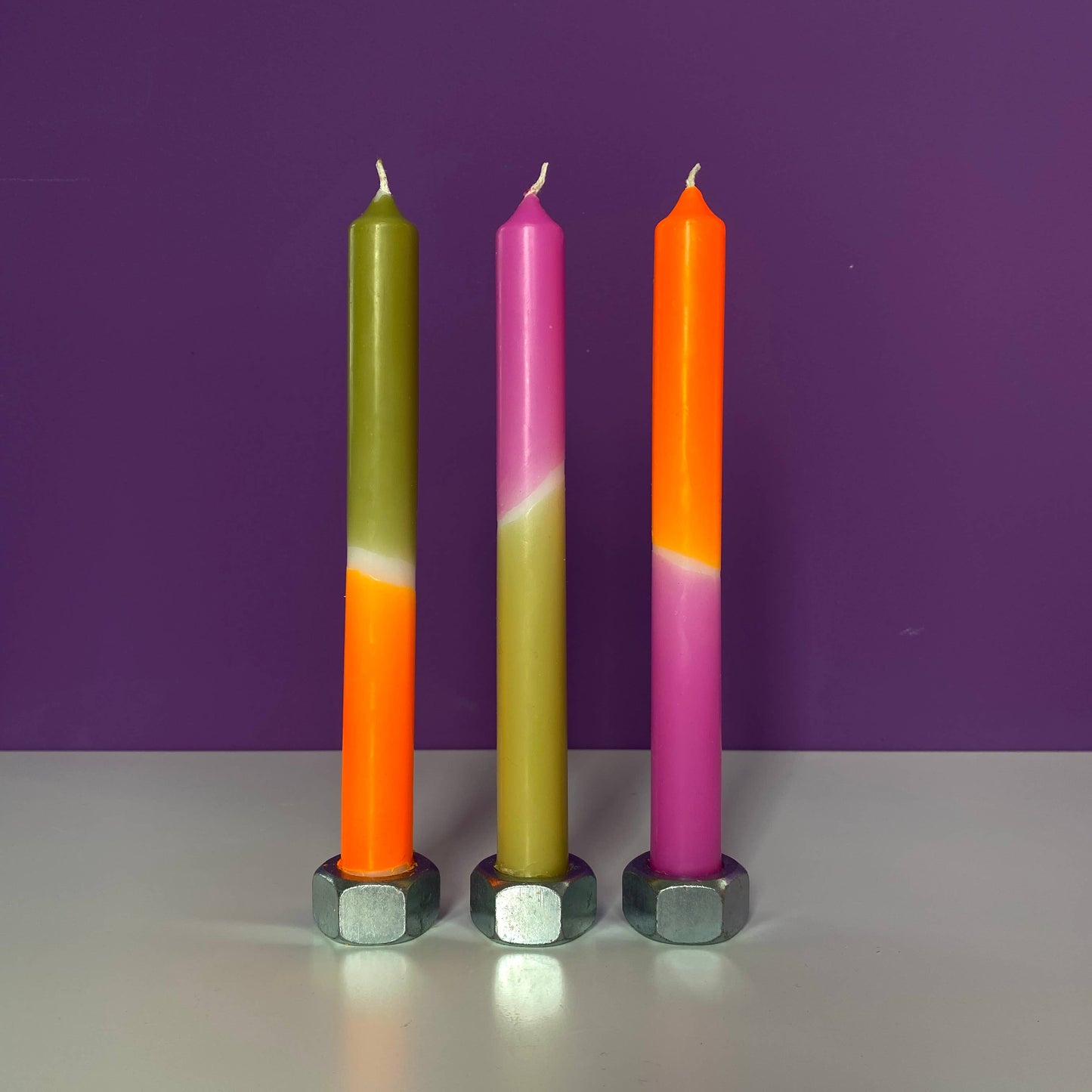 Dip Dye Neon Candles - Delicious Tangerine