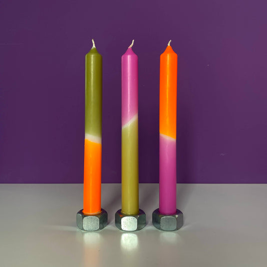Dip Dye Neon Candles - Delicious Tangerine