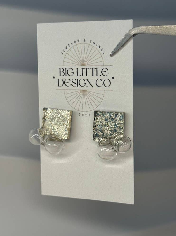 Square Crackle Bubble Studs