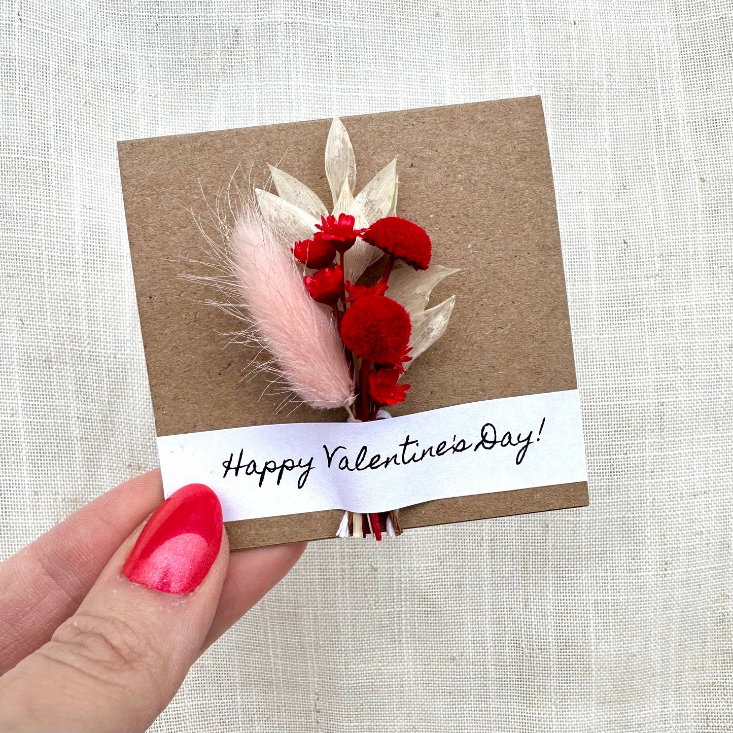 Valentine's Day Mini Bouquet Cards With Dried Flowers 