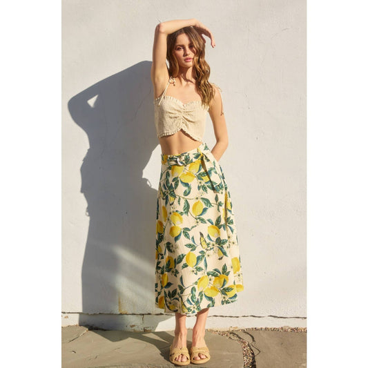 Vintage Lemonade Buckled Midi Skirt