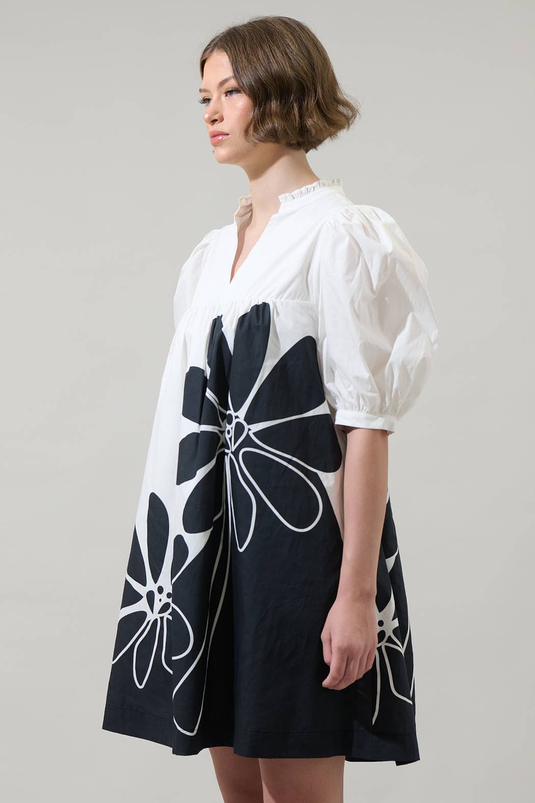 Wisteria Floral Split Neck Dress
