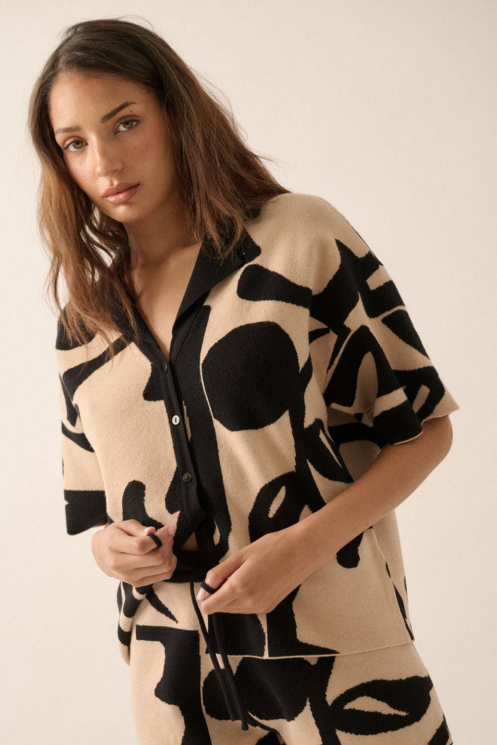 Abstract Floral Sweater Shirt