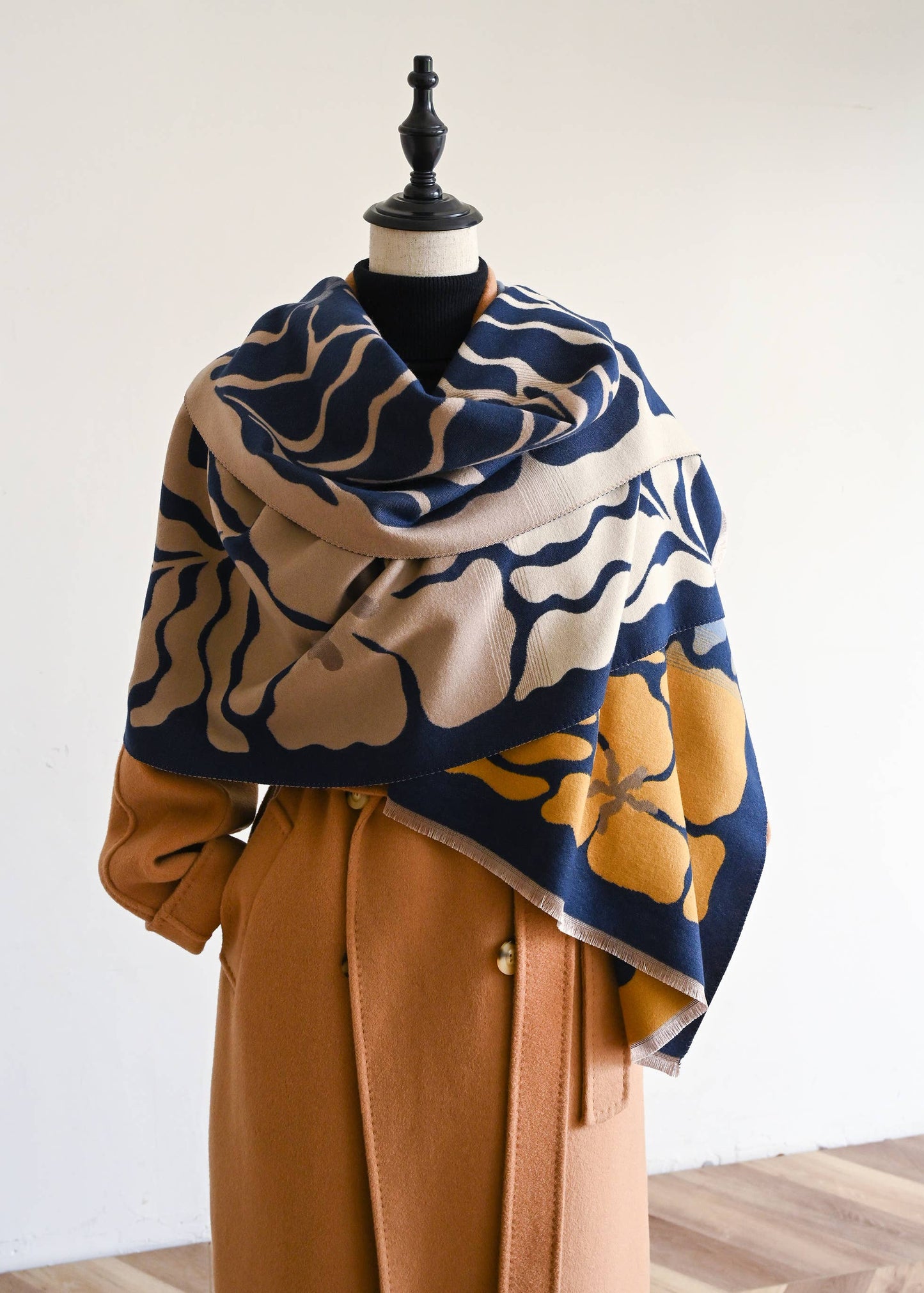 Blue & Camel Marsh Fern Reversible Wrap