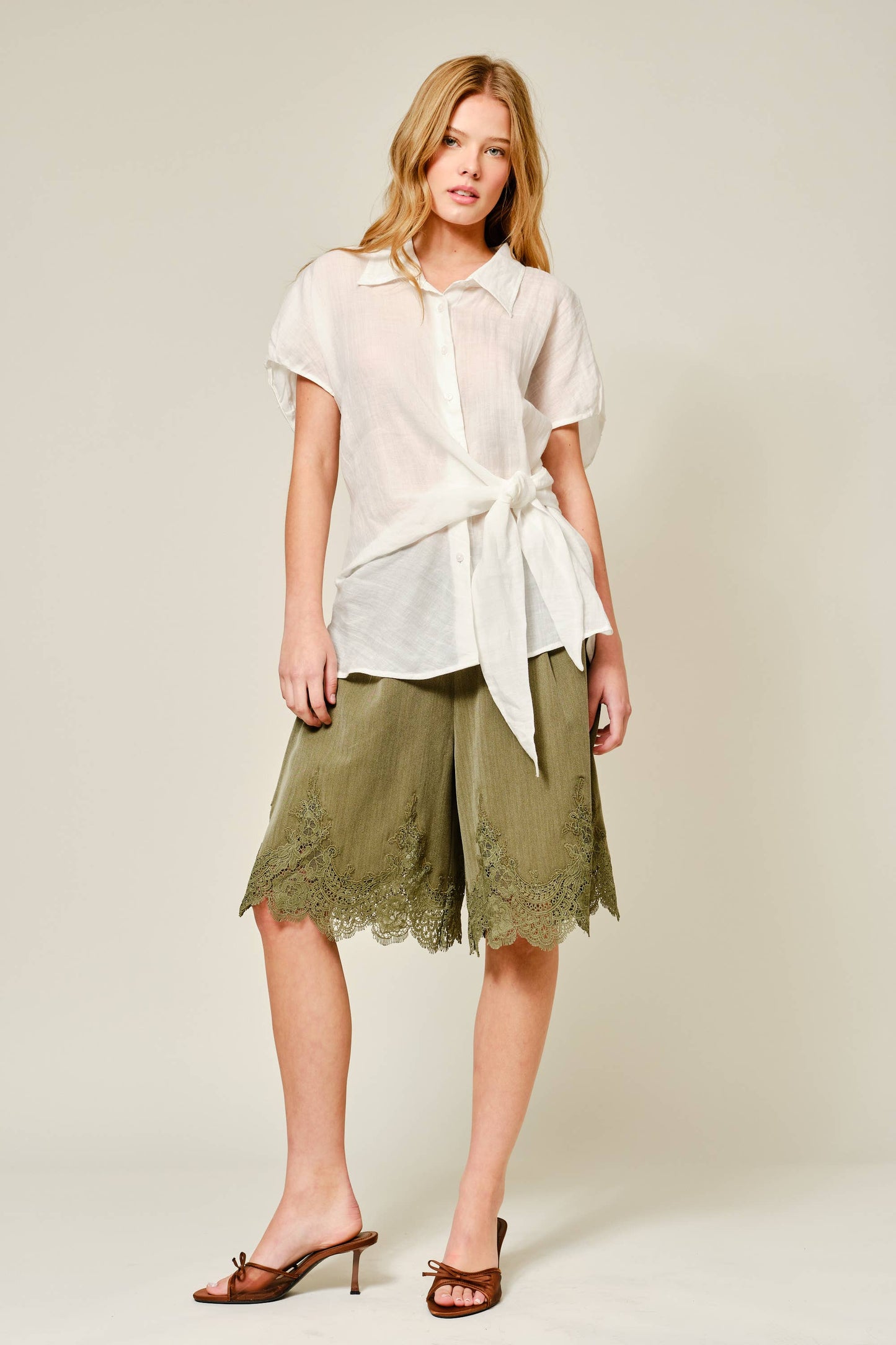 Side Tie Linen Tunic Top