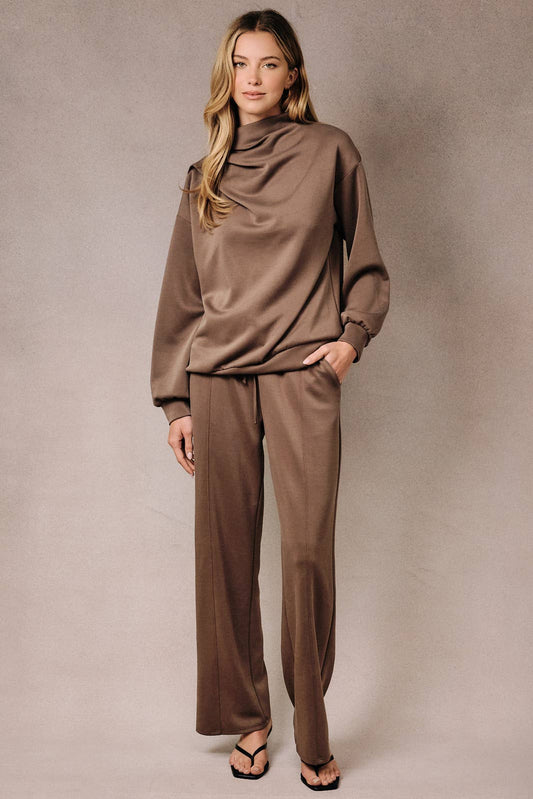 Front Seam Wide Leg Lounge Pants