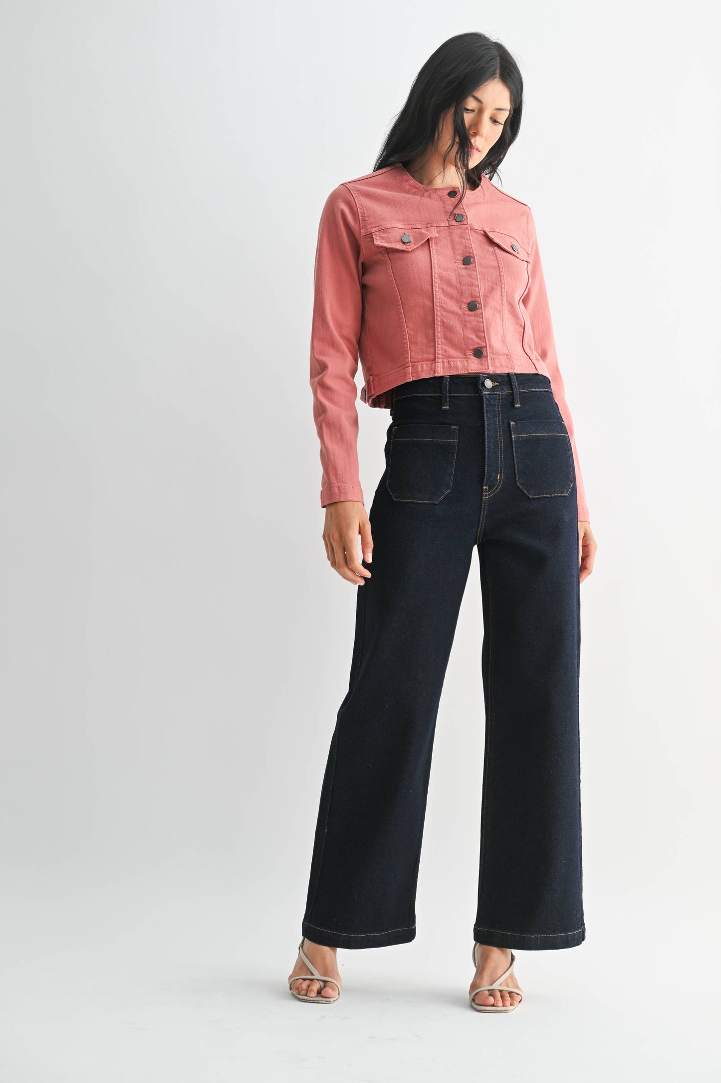 JUST BLACK DENIM - Super Dark Patch Pocket Wide Leg
