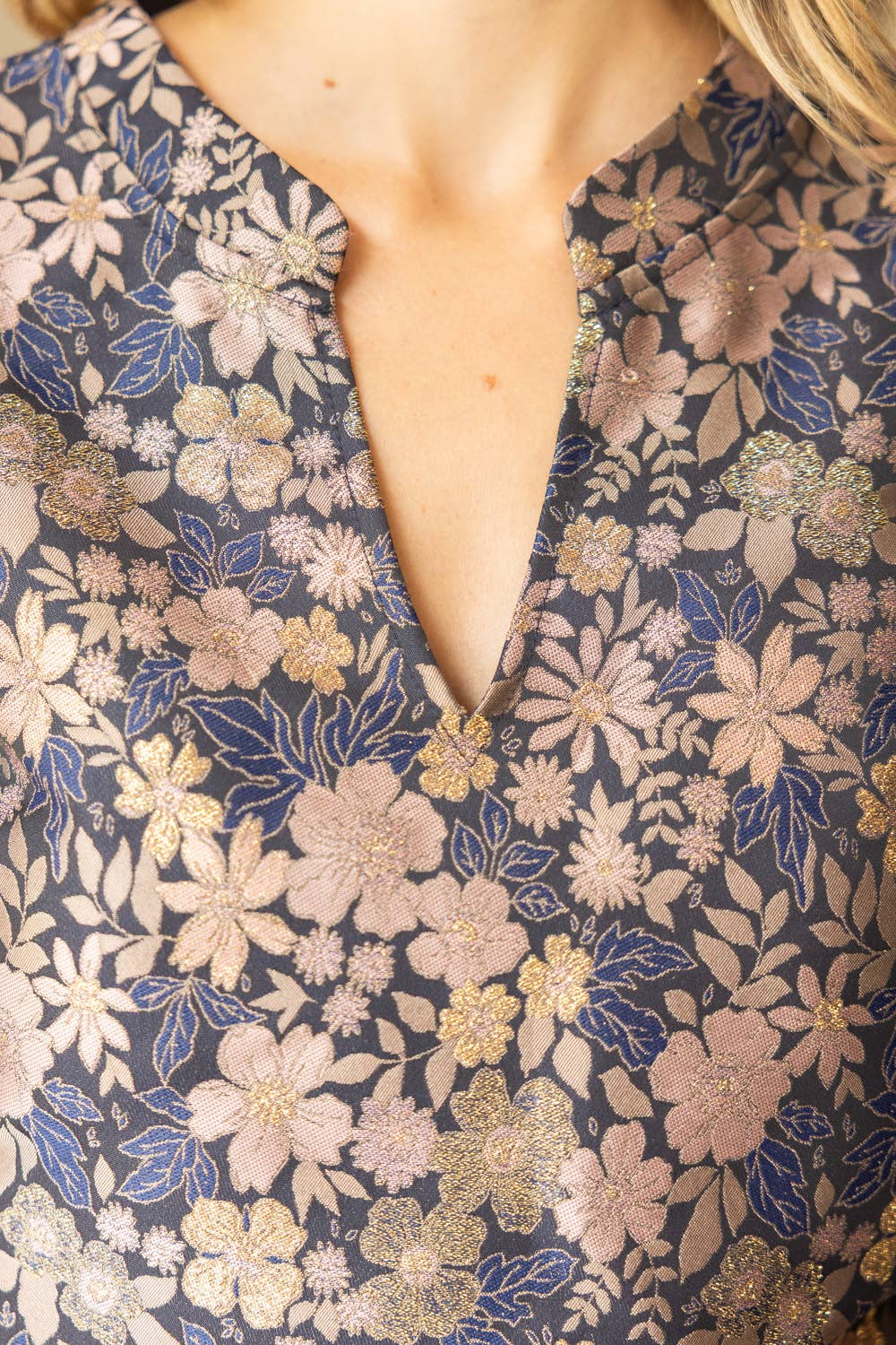 Floral Metallic Sparkle Top