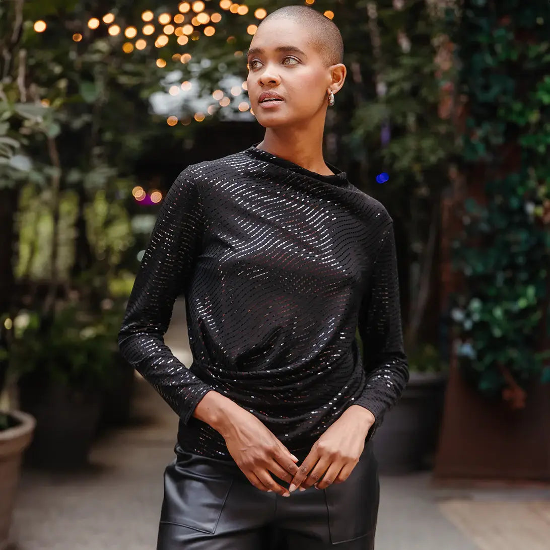 Shimmer Side Draped Top