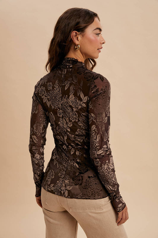 Burnout Velvet Mesh Top