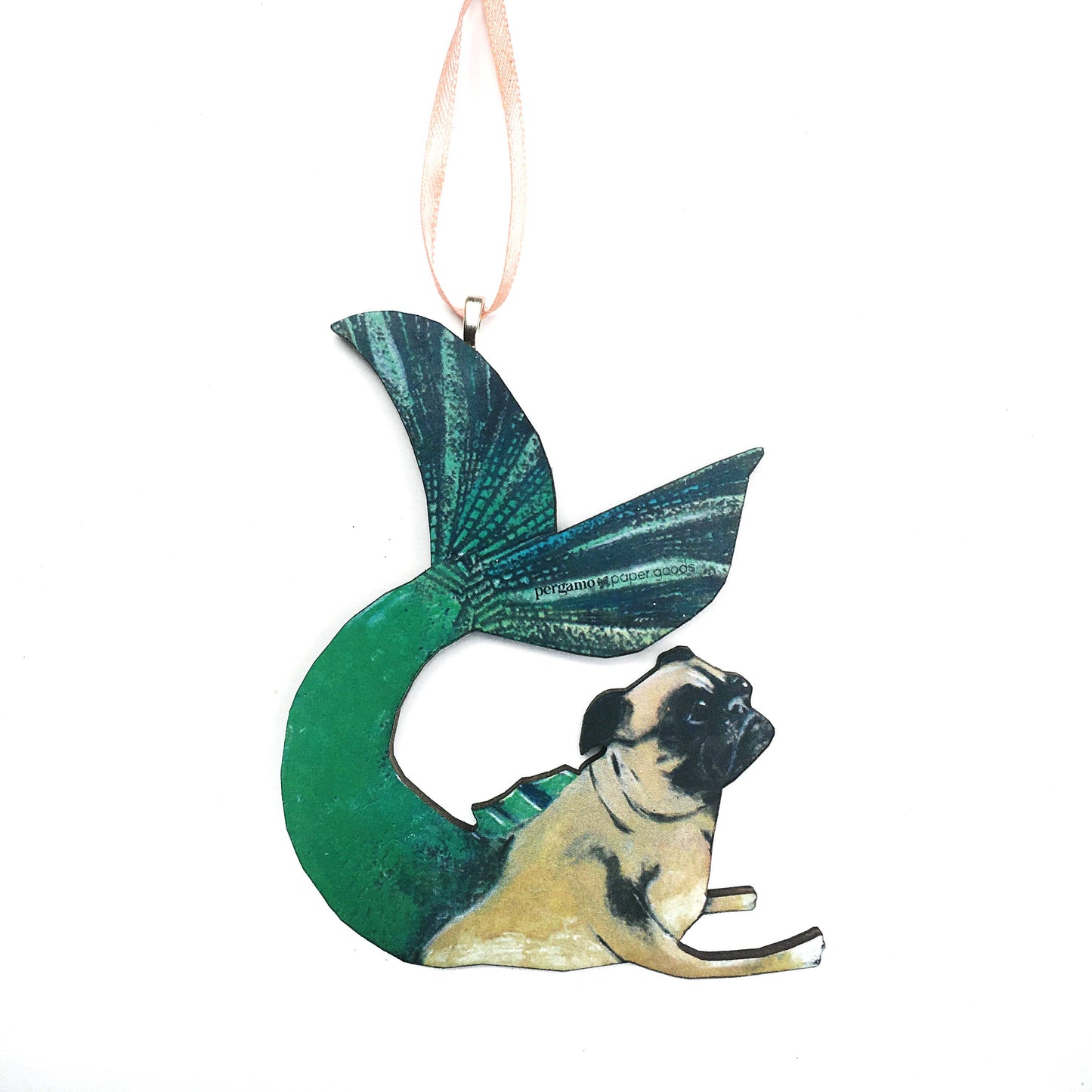 Pug Mermaid Christmas Ornament