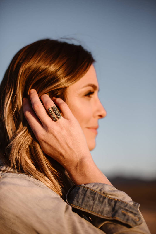 Split Pyrite Brass Ring