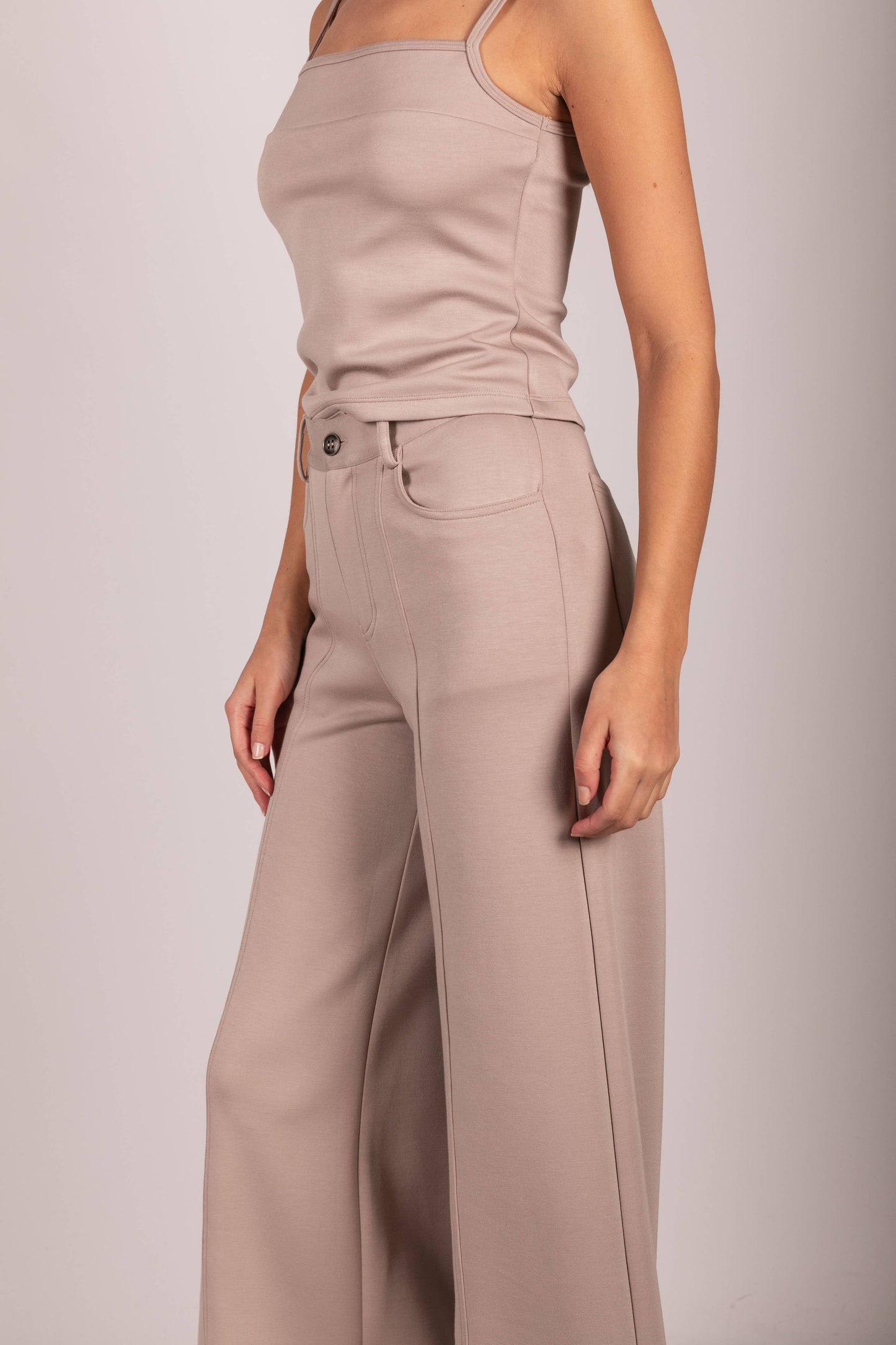 P. CILL Butter Modal Pleated Wide Leg Trousers