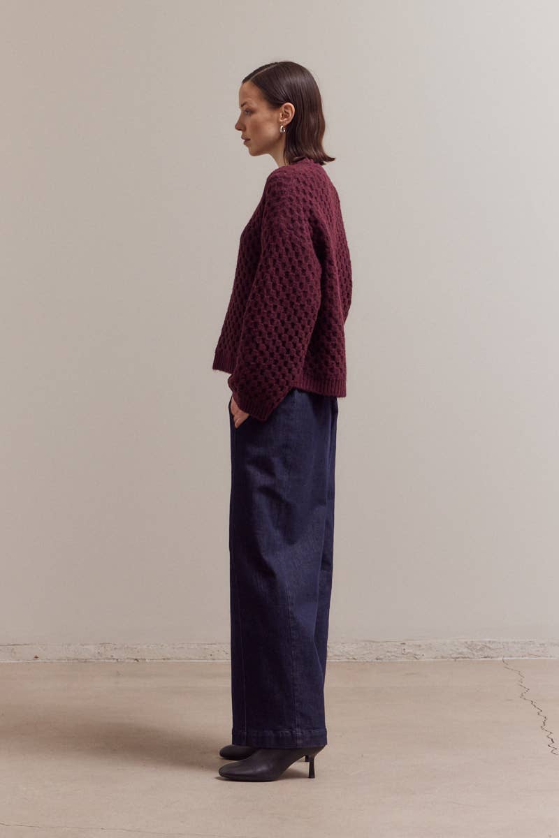 Burgundy Textured Sweater