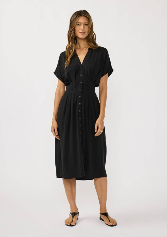 Daphne Pleated Waist Casual Linen Dress