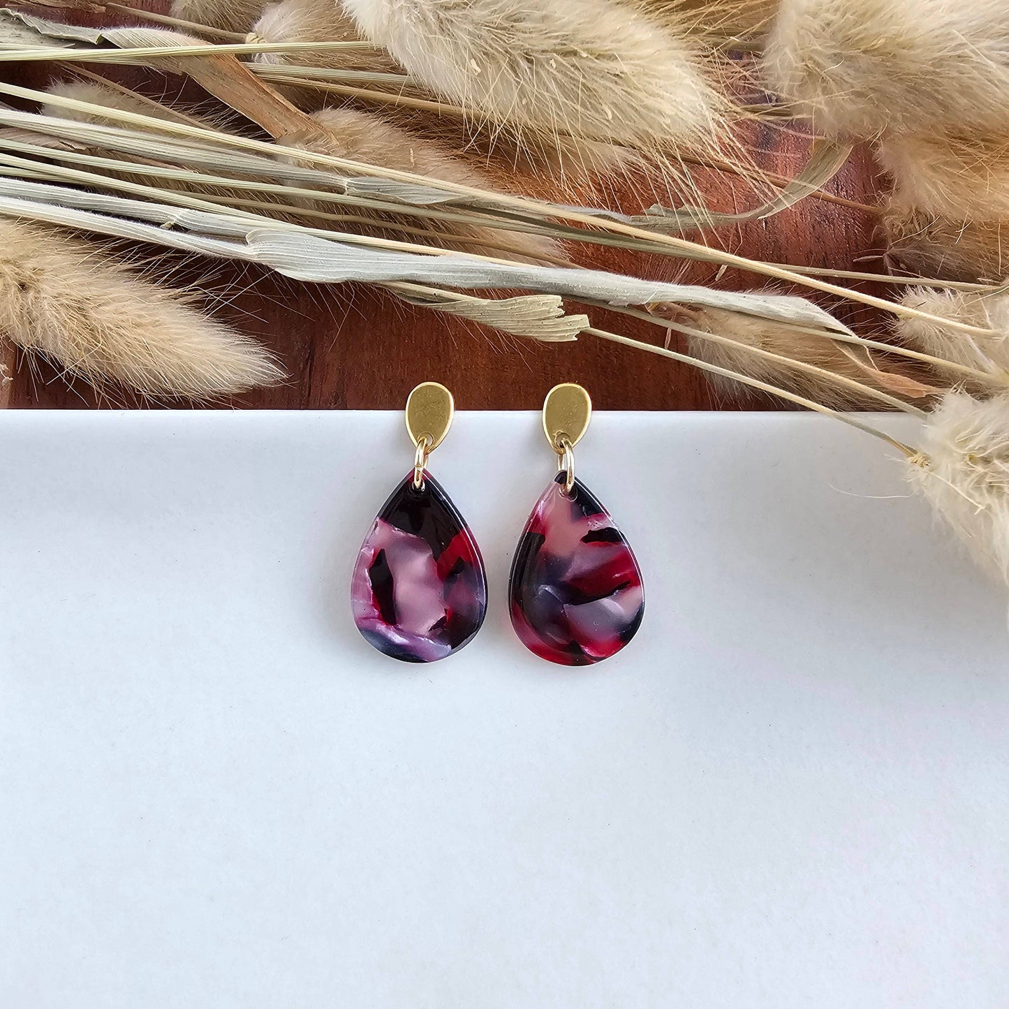 Leah Earrings - Burgundy