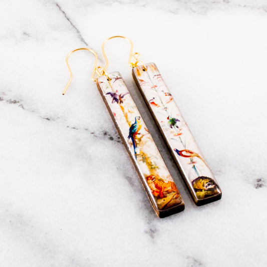 Tropical Bird Bar Earrings