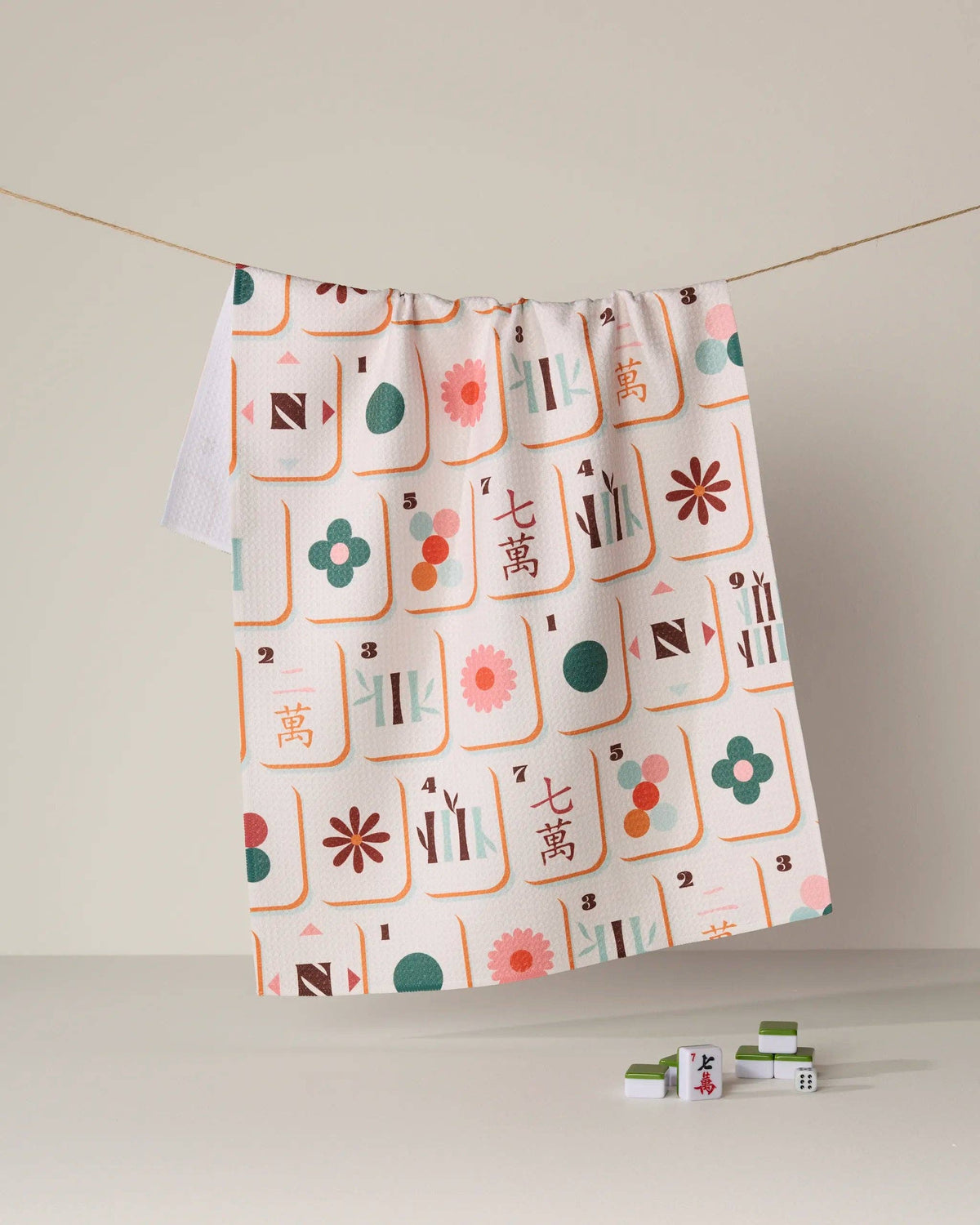 Geometry Cypress Tile Toss Tea Towel - Mahjong