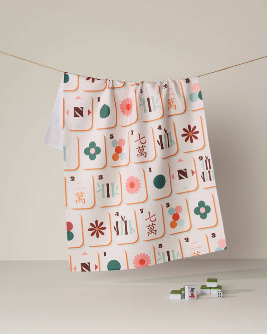 Geometry Cypress Tile Toss Tea Towel - Mahjong