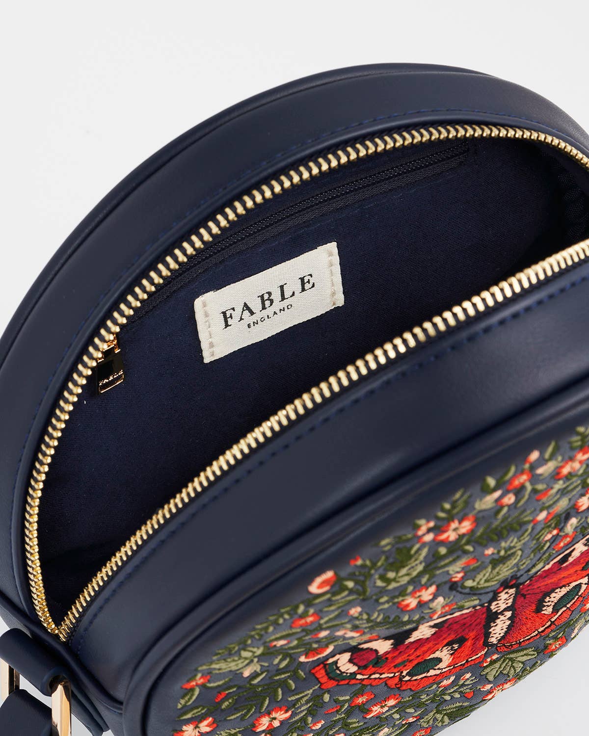 Red Admiral Embroidered Circle Bag