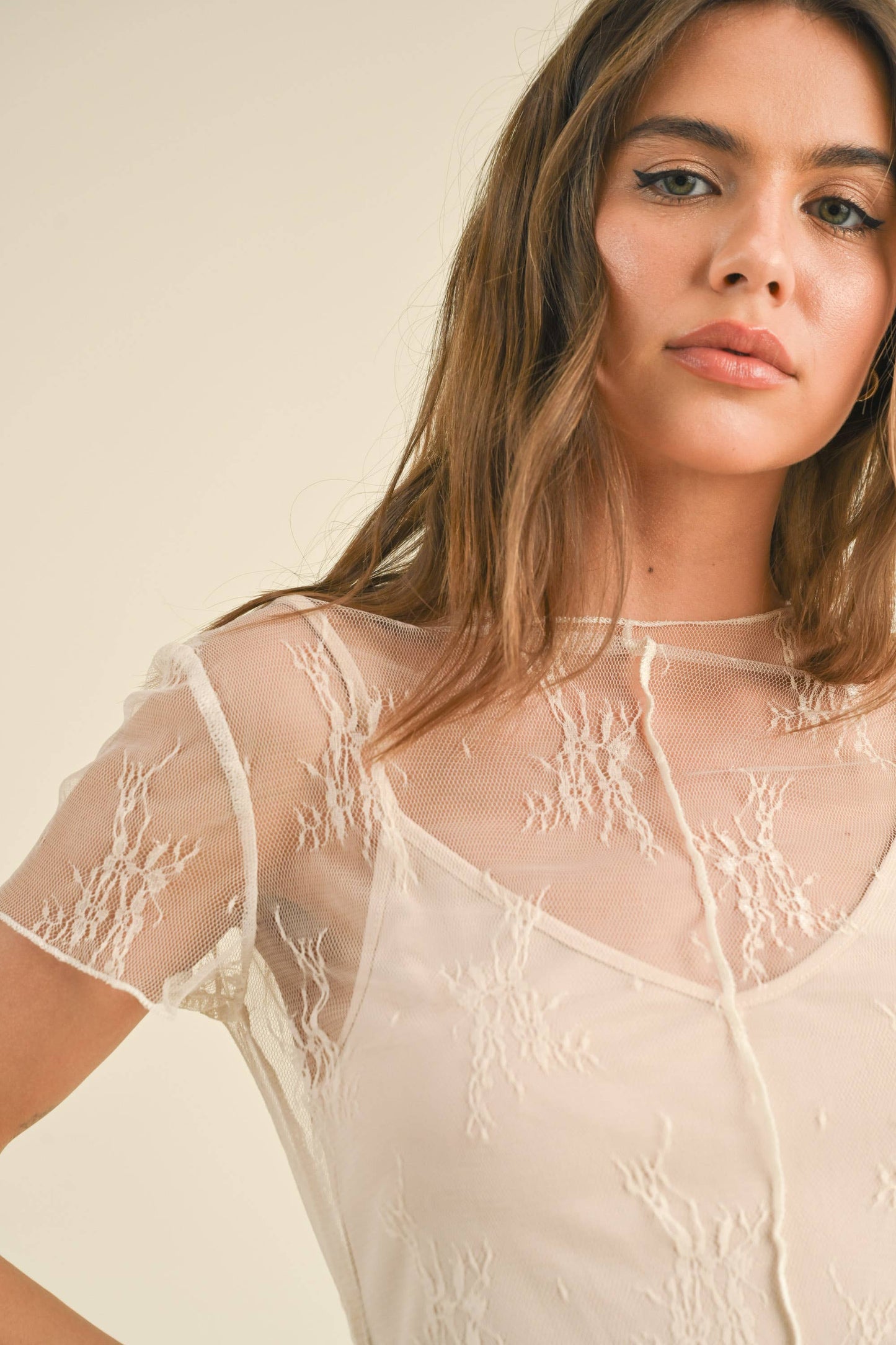 Sheer Lace Lined Top